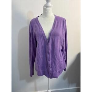 Merona XL Lavender Sweater Button Up V-Neck Soft Cotton Blend